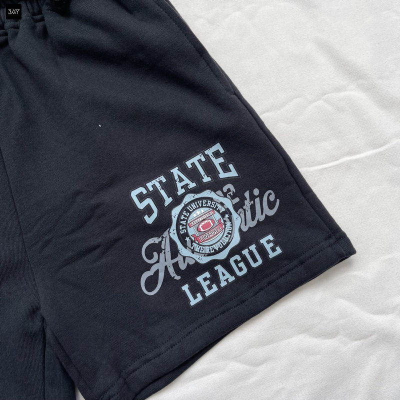 Short thun STATE LEAGUE 🏁 Unisex clothing 3 Màu ĐEN/ TRẮNG/ KEM