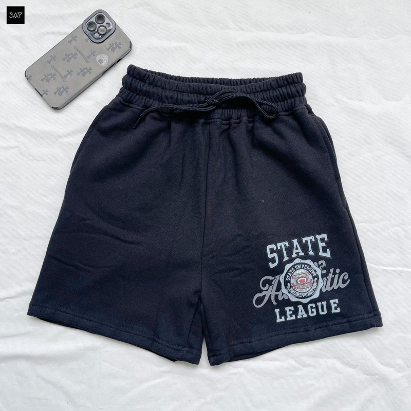 Short thun STATE LEAGUE 🏁 Unisex clothing 3 Màu ĐEN/ TRẮNG/ KEM