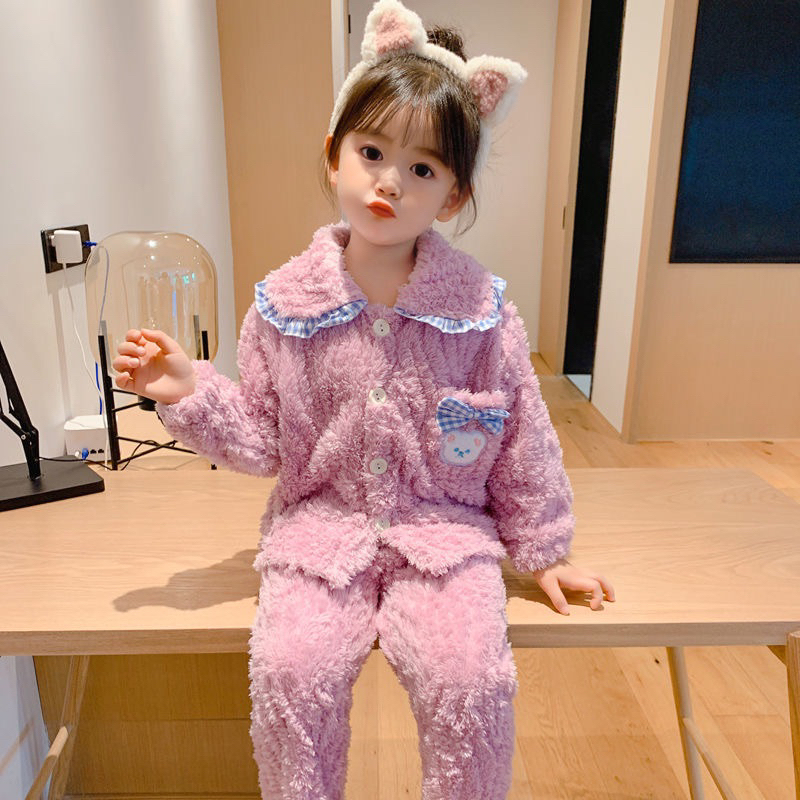 Bộ Đồ Nỉ Lông Thu Đông Siêu Dễ Thương Và Ấm Cho Bé Gái