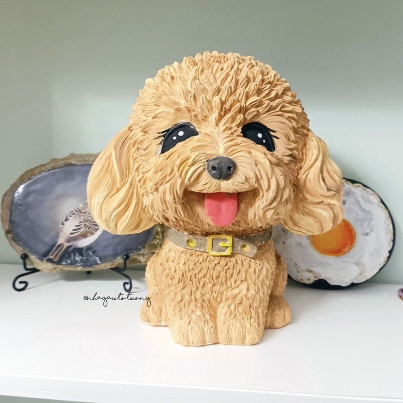 Tượng thạch cao chó bông đáng yêu cao 18cm