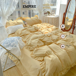 Bộ chăn ga vỏ gối cotton tici bèo 4 món Empire cao cấp mang phong cách hàn quốc bo chun drap - Bình Châu Bedding & Decor