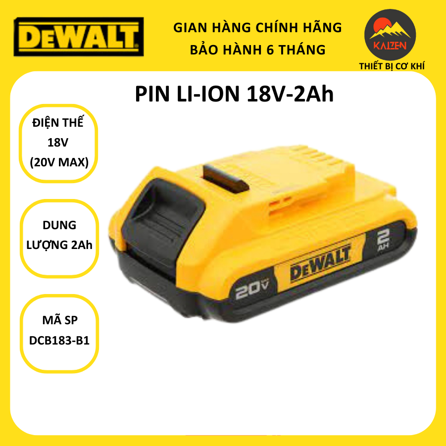 Pin LI-ION dùng cho thiết bị cầm tay 18V 2.0Ah  DEWALT  DCB183-B1