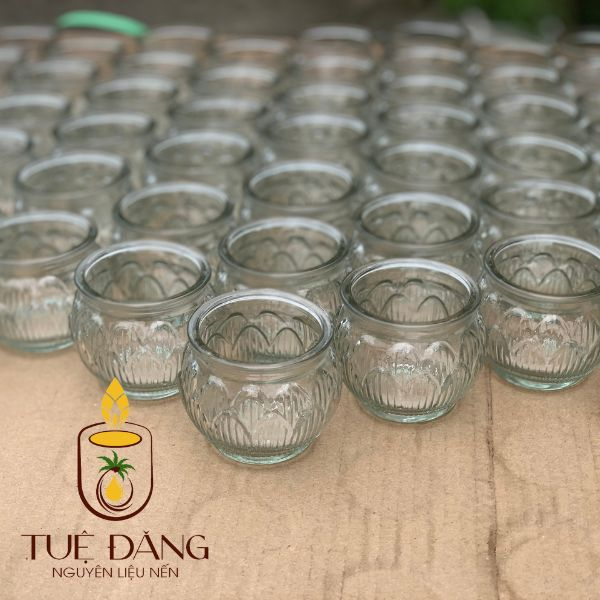 Hộp 06 ly làm nến hoa sen tròn Tặng kèm 06 bấc nến cotton không khói - Tuệ Đăng