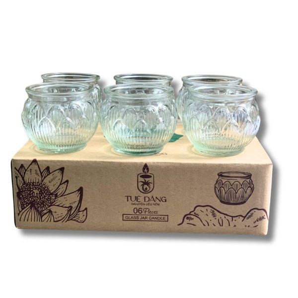 Hộp 06 ly làm nến hoa sen tròn Tặng kèm 06 bấc nến cotton không khói - Tuệ Đăng