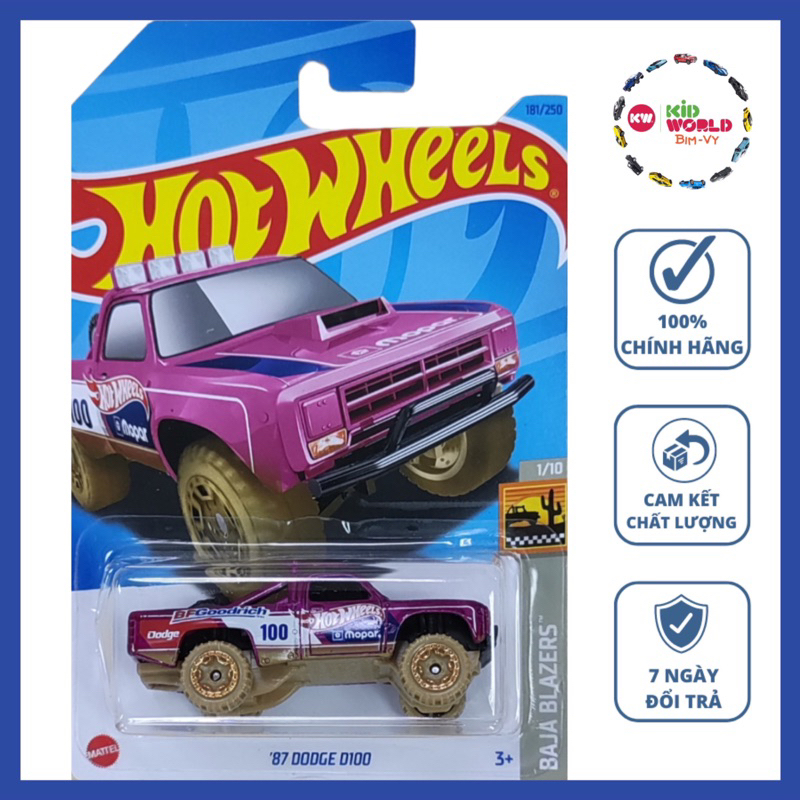 Xe mô hình Hot Wheels basic Bán tải '87 Dodge D100 HKG73.