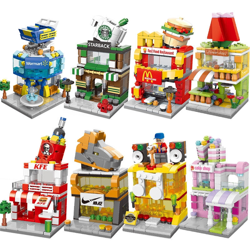 Đồ Chơi Lắp Ráp Đường Phố Thương Mại Mini Cho Bé