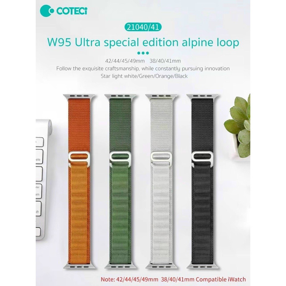 Coteeci W95 Ultra Alpine Loop: Day đeo vải cho đồng hồ thông minh Watch Ultra 49mm. Size 38/40/41/42/44/45/49mm