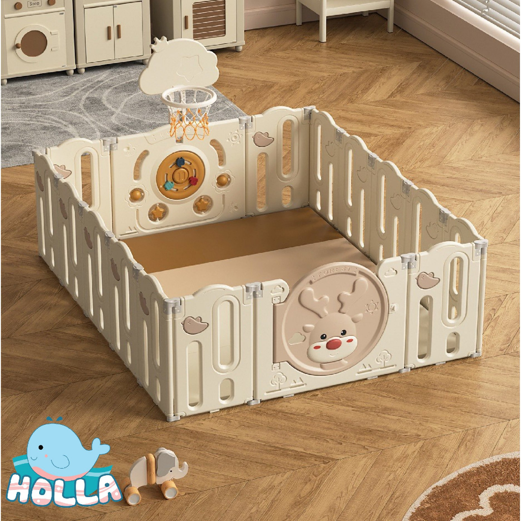 Bộ Quây Khủng Long Holla Chính Hãng( 1m9x 1m9) , Quây Cũi Nhựa Gấp Gọn Hình Tuần Lộc, Gấu