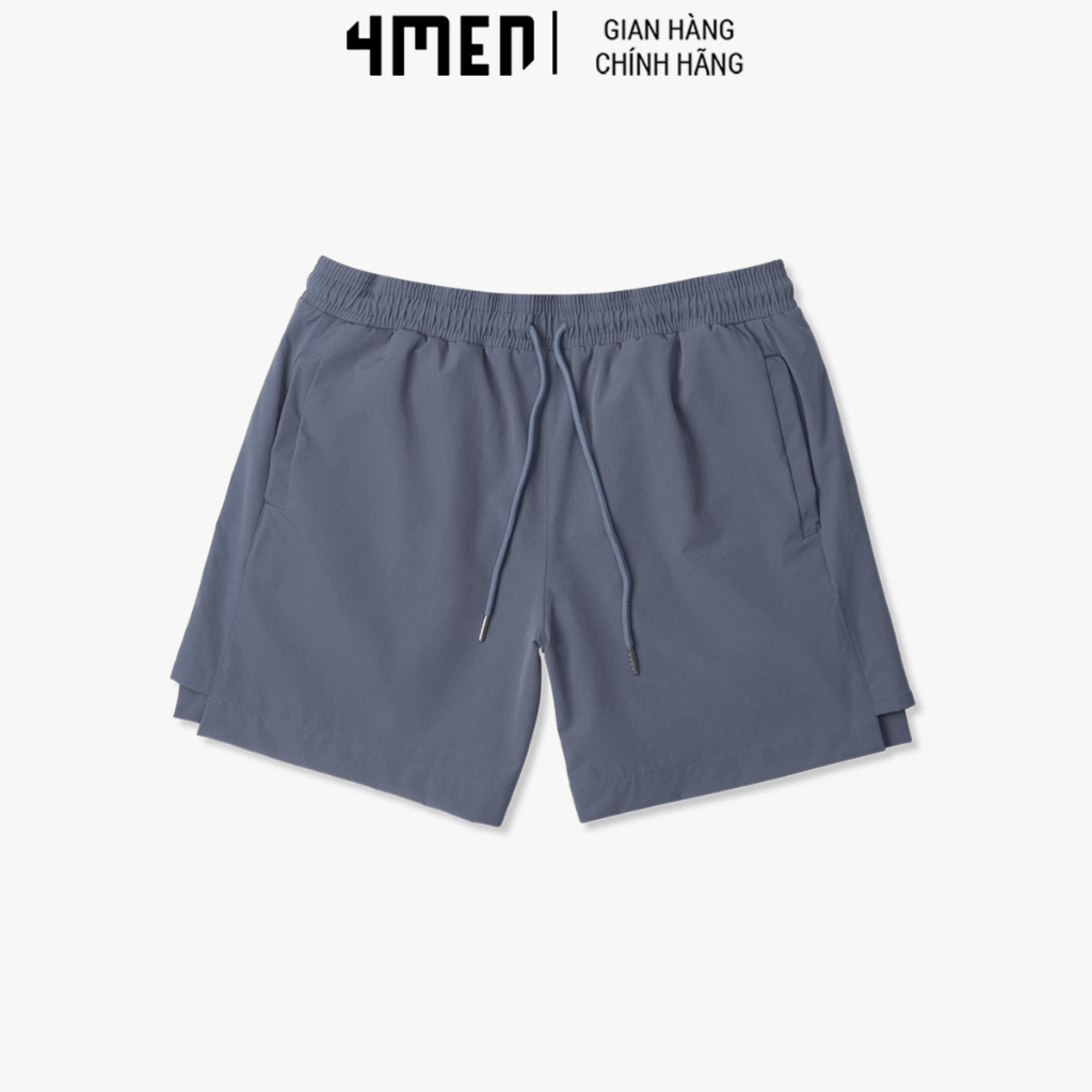 Quần Short Nam Vải Dù In Wave Form Regular 4MEN QS045 mềm mại, bề mặt bóng chống nhắn, chống thấm, thoáng mát, co giãn