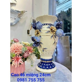Lọ hoa đắp nổi vẽ vàng_Bình cắm bông gốm sứ-hàng nhập khẩu cao cấp vẽ vàng-trang trí nhà cửa-quà tặng đẹp