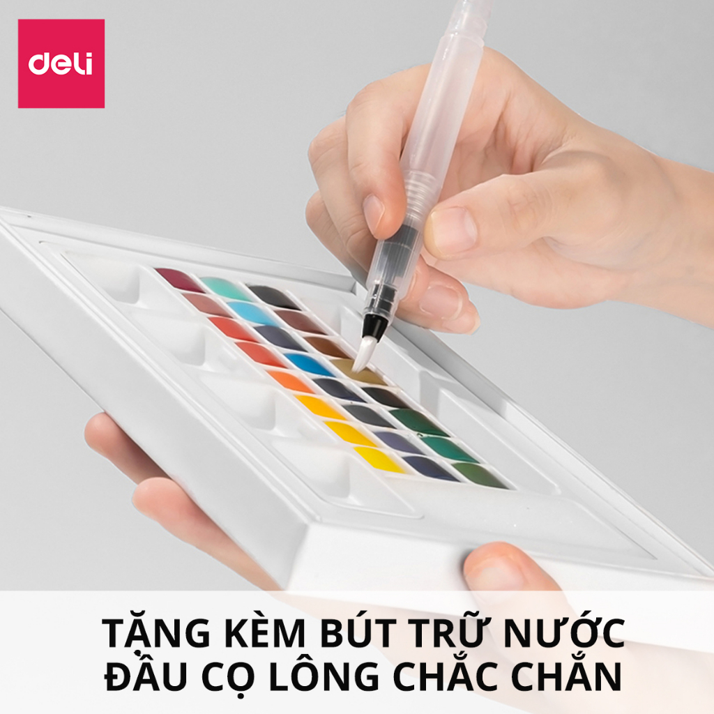 Màu Nước Dạng Nén Cao Cấp 24 Màu Nusign - Kèm Bút Vẽ, Bông Mút Chuyên Nghiệp, Màu bền, đậm, Dễ Loang Màu