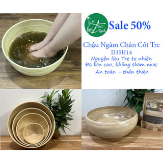 Chậu lớn + muối ngâm chân tay gội đầu cốt Tre cao cấp