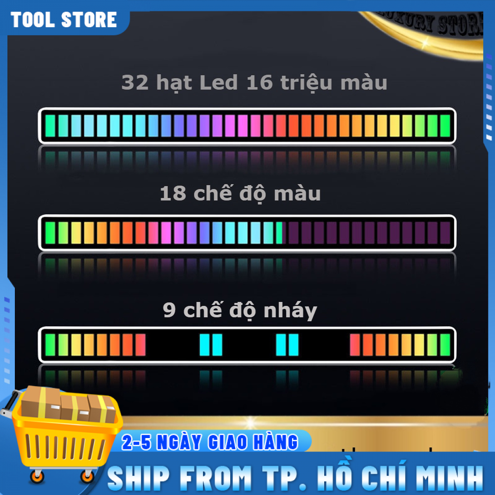 【Vận chuyển từ Hồ Chí Minh】Đèn nháy theo nhạc Led RGB cảm ứng âm thanh , 32 hạt Led 16 triệu màu không App