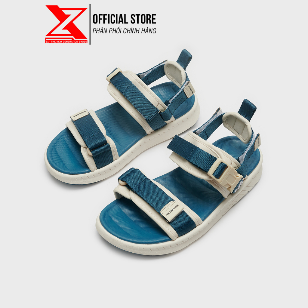 Giày Sandal Nam nữ ZX 2714 quai ngang Streetstyle - Green Cream, Coffee Cream