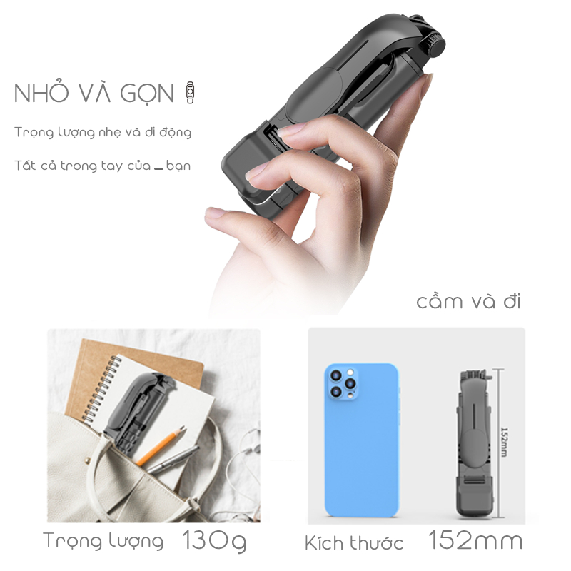 Gậy chụp ảnh 3 chân gậy tự sướng kèm remote bluetooth chụp ảnh từ xa tripod điện thoại có đèn led livestream