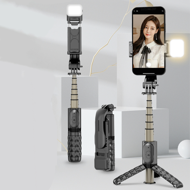 Gậy chụp ảnh 3 chân gậy tự sướng kèm remote bluetooth chụp ảnh từ xa tripod điện thoại có đèn led livestream