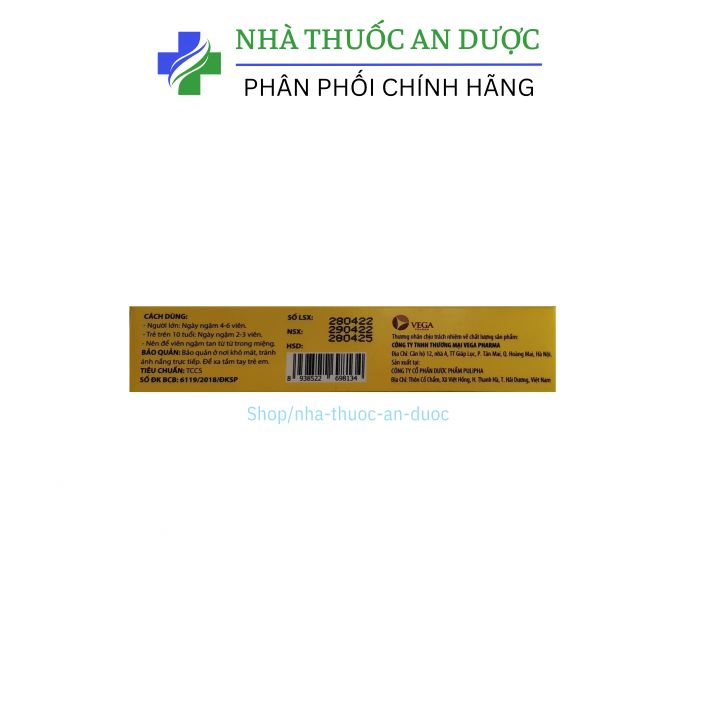 Viên ngậm Lysovacin hỗ trợ ôn phế, thông mũi, mát họng, giảm họ, giảm đờm – hộp 24 viên