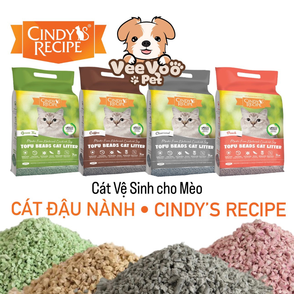 Cát Đậu Nành Vệ Sinh Mèo CINDY'S RECIPE NATURAL TOFU BEADS CAT LITTER - Hạt Nhuyễn
