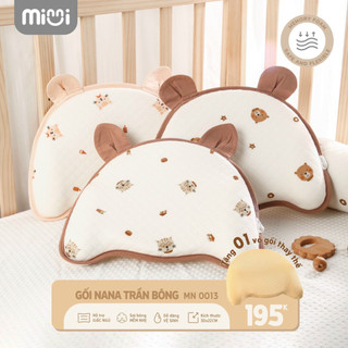 Gối sơ sinh mimi by uala & rogo cao su nhớ memory foam có lõm chống bẹp đầu