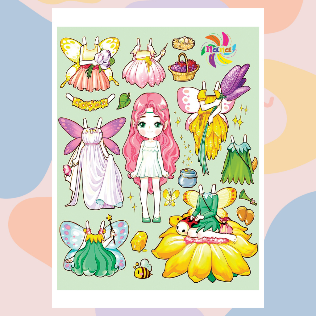 Búp bê giấy Chibi thay đồ các nàng công chúa Disney phong cách Hàn Quốc cho bé Combo 7 hình siêu đáng yêu BBG002