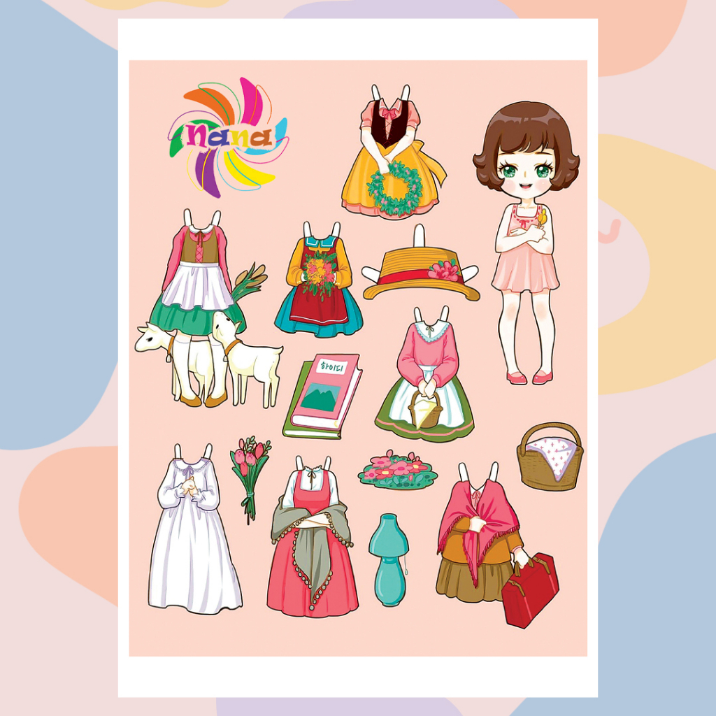 Búp bê giấy Chibi thay đồ thủ công các nàng công chúa cổ tích Disney cho bé Combo 7 hình siêu đáng yêu 002