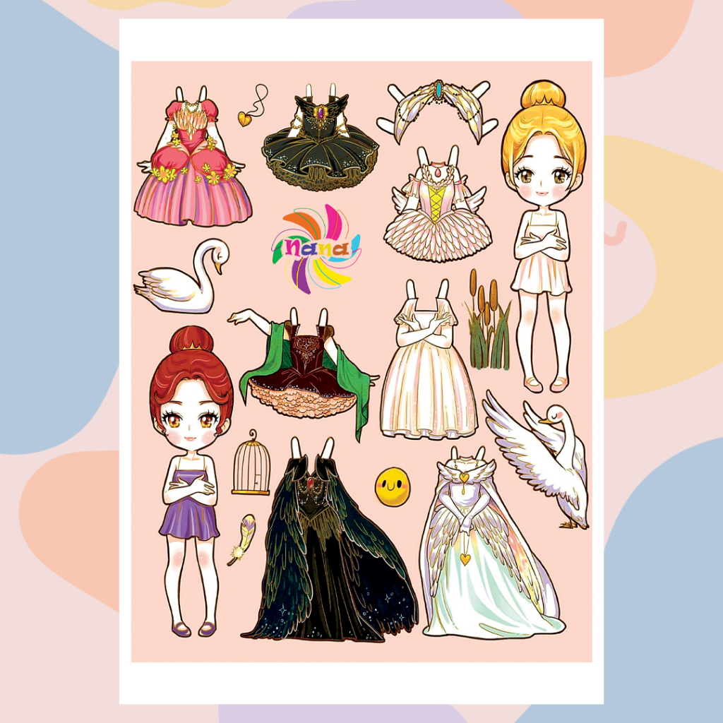 Búp bê giấy Chibi thay đồ các nàng công chúa Disney phong cách Hàn Quốc cho bé Combo 7 hình siêu đáng yêu BBG002