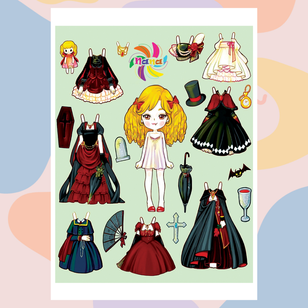 Búp bê giấy Chibi thay đồ thủ công các nàng công chúa cổ tích Disney cho bé Combo 7 hình siêu đáng yêu 002