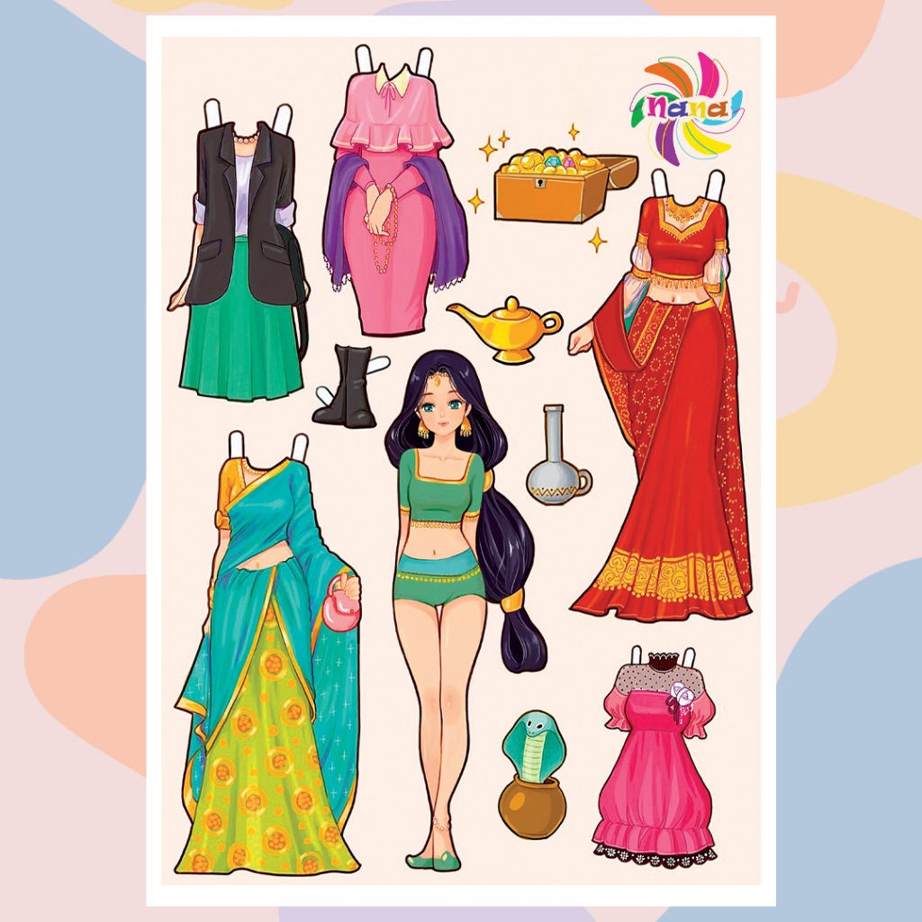 Búp bê giấy thay đồ công chúa cổ tích Disney đồ chơi cắt thủ công cho bé Combo 7 hình siêu đáng yêu BBG003