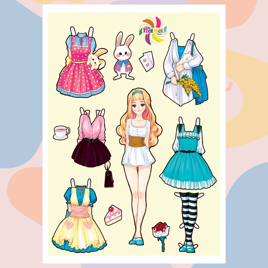 Búp bê giấy thay đồ công chúa cổ tích Disney đồ chơi cắt thủ công cho bé Combo 7 hình siêu đáng yêu BBG003