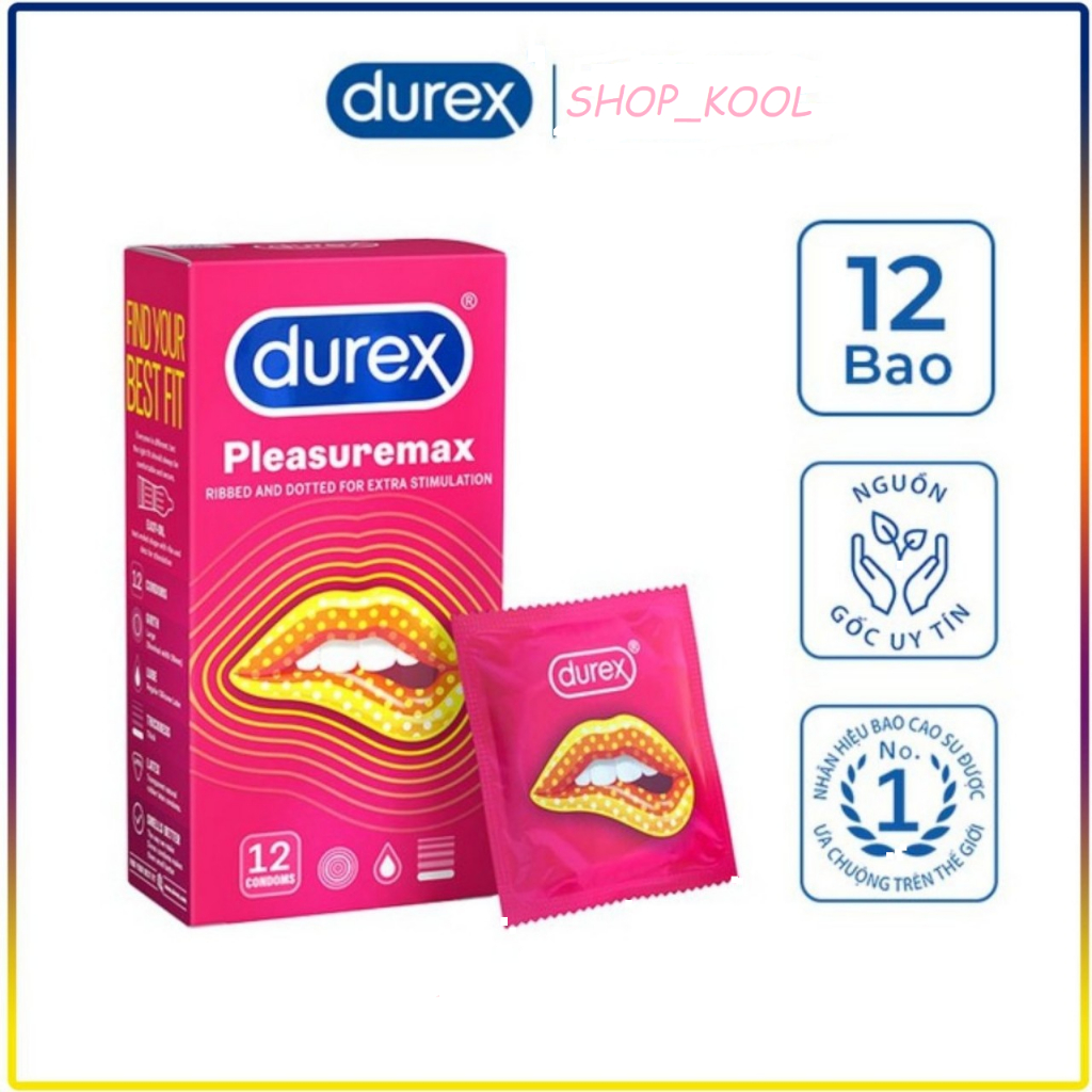 Bao Cao Su Gai Gân Durex Pleasuremax - Tăng Cảm xúc Theo Từng Nhịp - Hộp 12 Cái