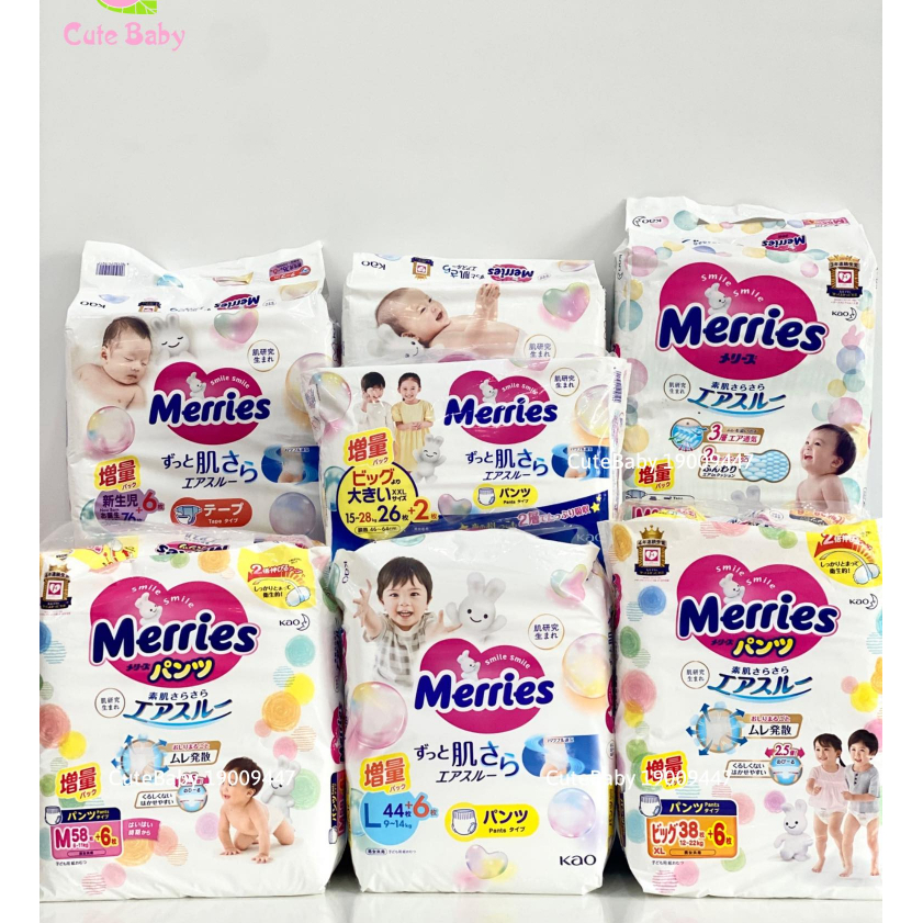 Tã bỉm Merries Nội Địa Cộng Miếng
