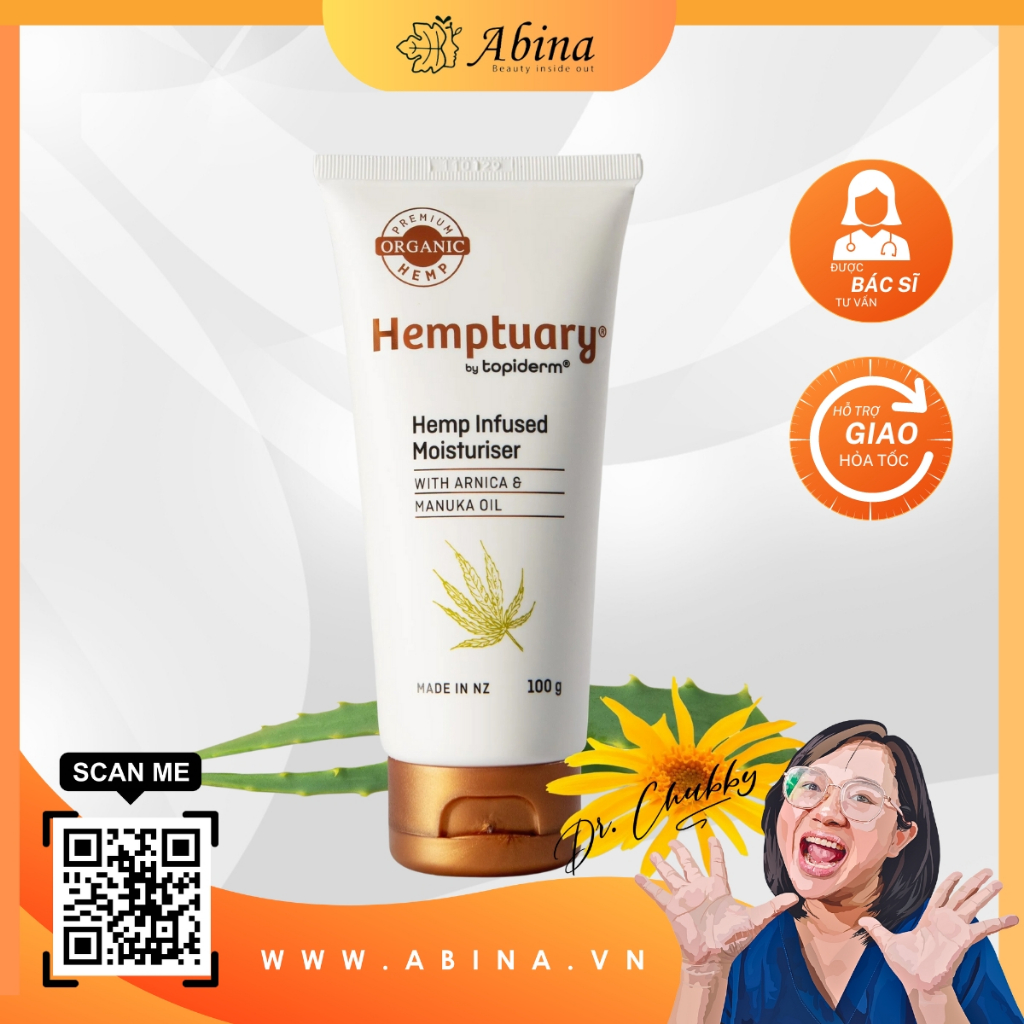 Kem dưỡng ẩm hạt gai dầu Hemptuary Hemp Infused Moisturiser - Dr Chubby