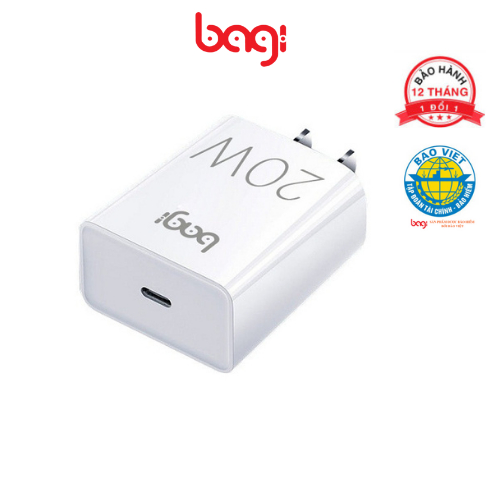 Củ sạc hãng Bagi 20W Type-C cho iPhone PD CE-PD20i Bảo hành 12 tháng 1 ĐỔI 1