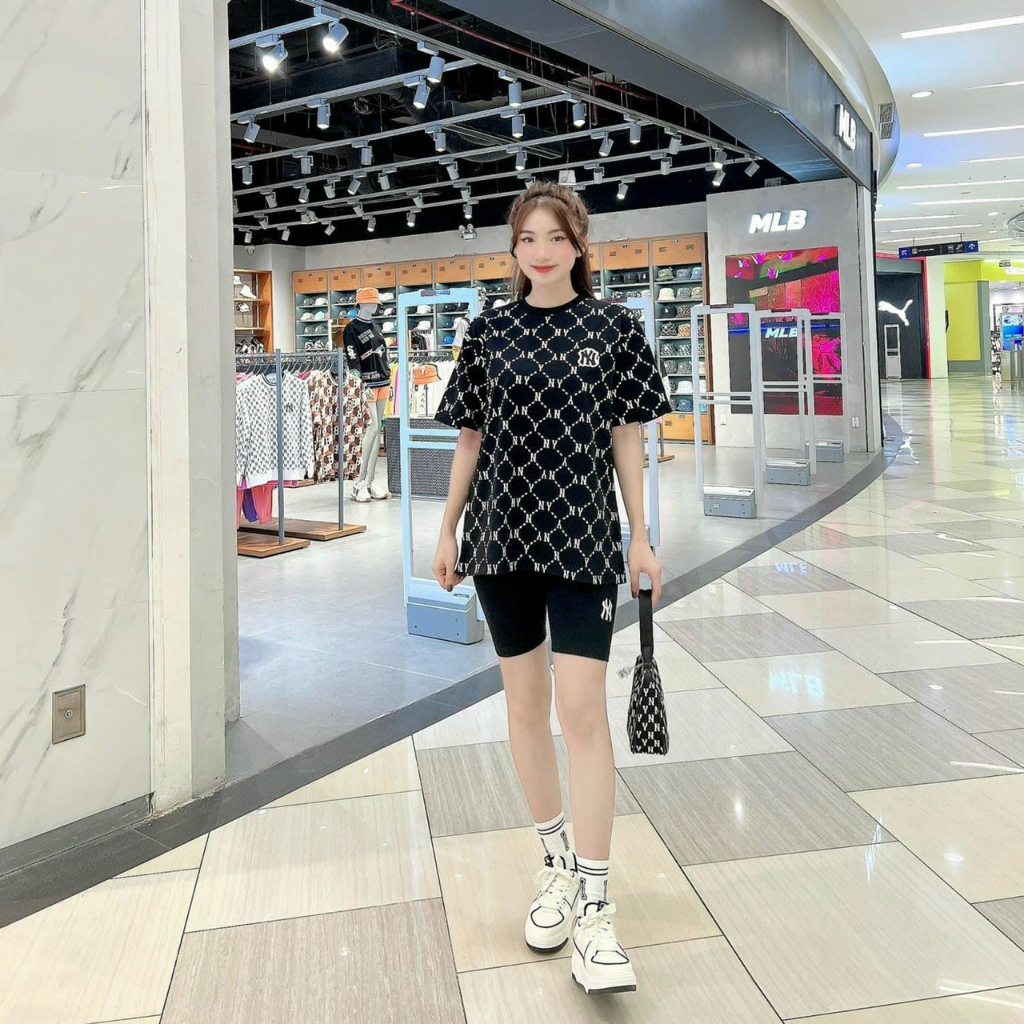 Set bộ đồ MLB áo thun quần Legging xuất phông cotton 100% sang xịn , mềm mịn, thấm mồ hôi tốt