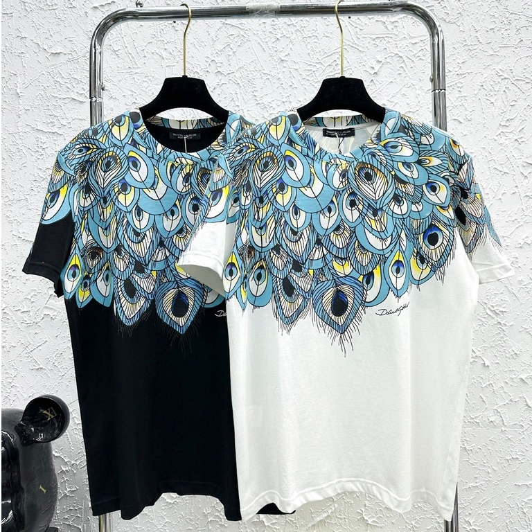 Áo Phông burlon full mẫu Nam Nữ In Họa Tiết Cánh Công Quanh Cổ Chất Liệu Cotton Thấm Hút Mô Hôi 2023