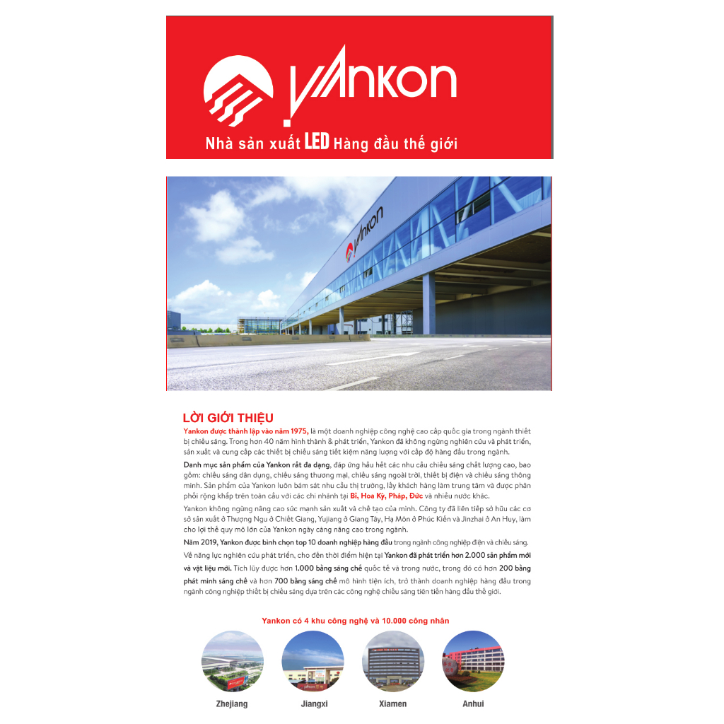 Đèn LED trụ nhôm nhựa thân dài 9W, 15W ánh sáng trắng thương hiệu YANKON