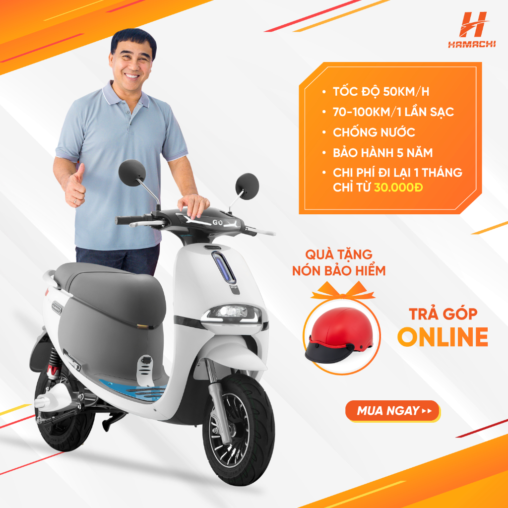 Xe máy điện HAMICHI GOGO Trắng trẻ trung sang trọng hiệu năng vượt trội