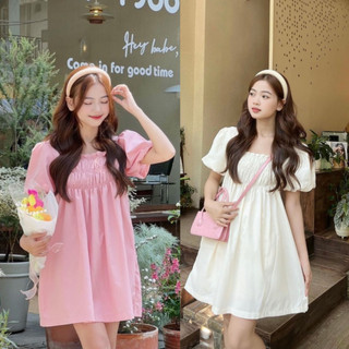 Set váy áo babydoll đũi lụa tay bồng bèo nhún ngực tiểu thư - set bộ babydoll kèm quần short
