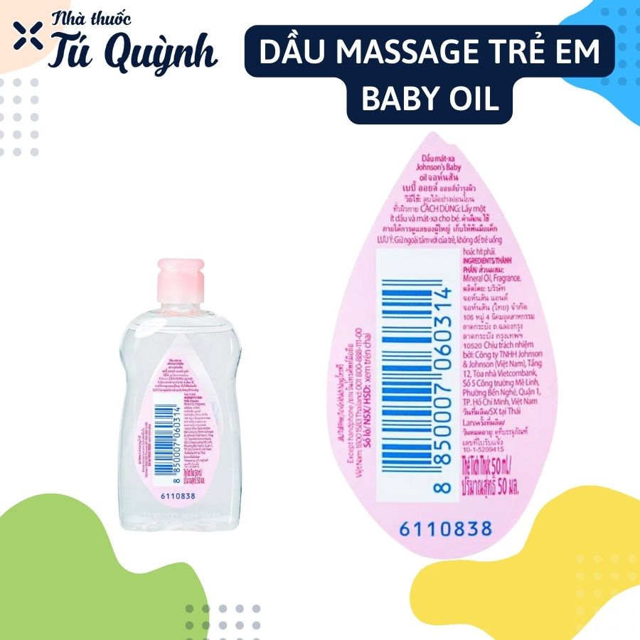 Dầu mát-xa (massage) và dưỡng ẩm Johnson's baby Oil 200ml