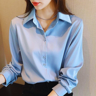Sơ mi nữ dài tay form rộng trơn phối nút đôi thời trang công sở emey cực hot