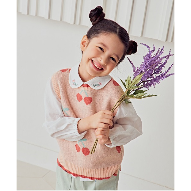 Áo sơ mi trắng xuất Hàn cổ sen cho bé gái ATO011