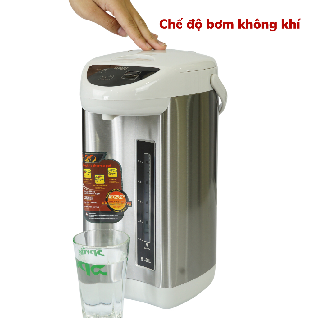 Bình Thủy Điện Đun Nước Nóng Chính Hãng KAW Công Suất 750W Đa Năng Dung Tích 5.8L