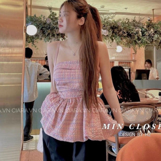 Áo quây peplum Joomate kẻ lưng chun kẻ hồng 3010- P12k2