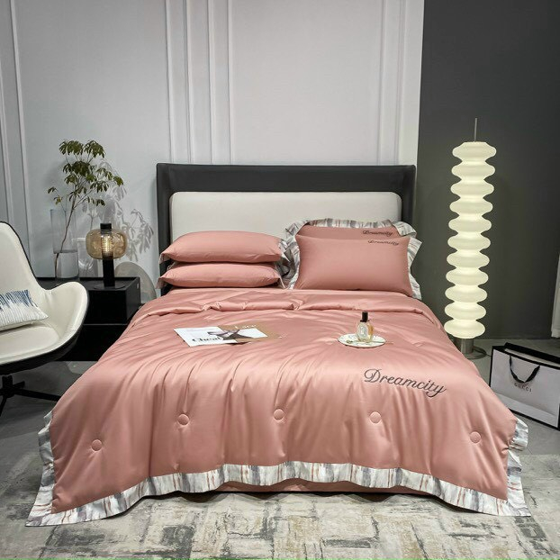 Ga Trải Giường 5 Món Phi Lụa Cotton Cao Cấp Dream City Vỏ Chăn Grap Drap Trải Phủ Bọc Giường