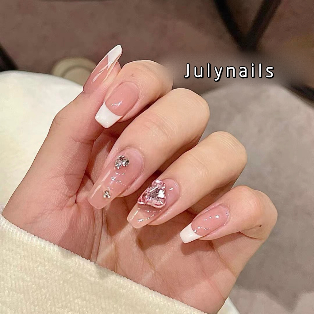Móng úp thiết kế nb210 màu thạch đính đá julynails.vn