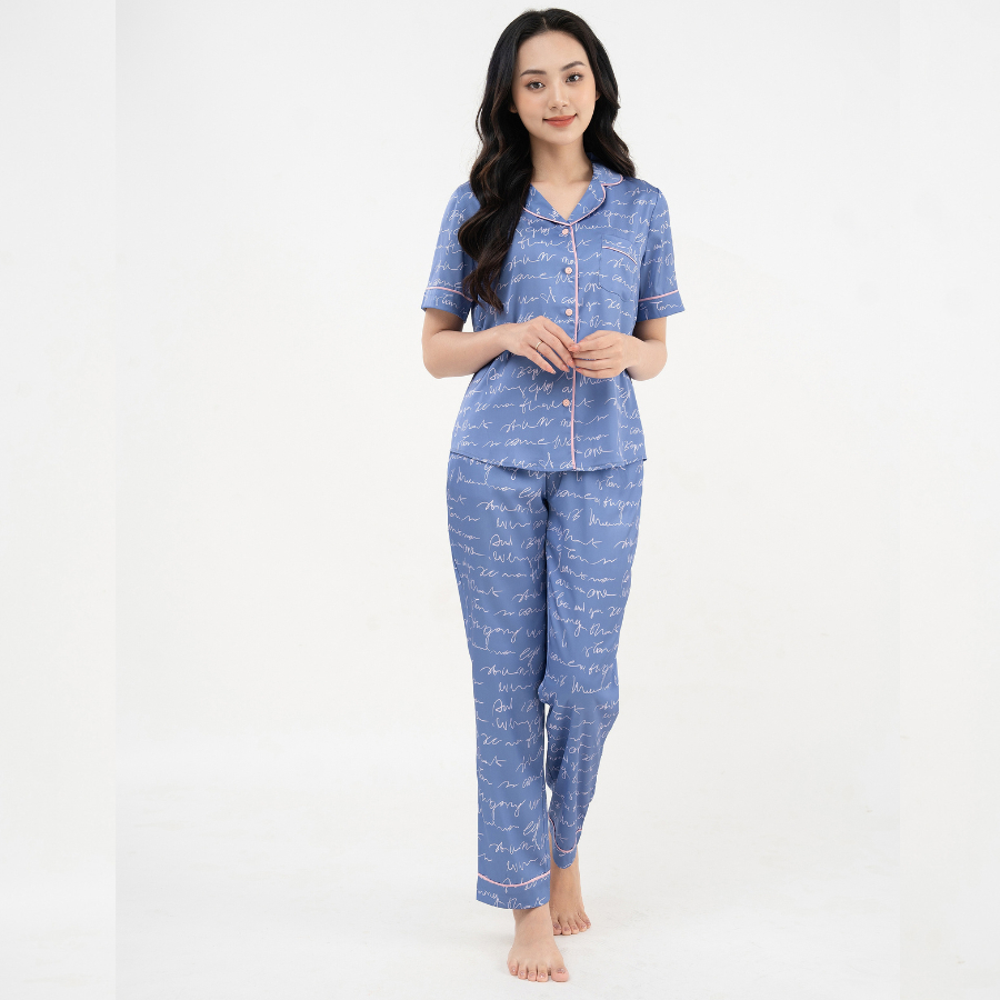 Đồ Bộ Pijama Quần Dài Áo Cộc VADESI Lụa Luxury Cao Cấp Mặc Nhà Đa Màu Sắc Thoáng Mềm Mại