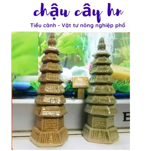 Mô hình gốm Tháp tròn mini phụ kiện trang trí tiểu cảnh hòn non bộ bể cá chậu cây bonsai