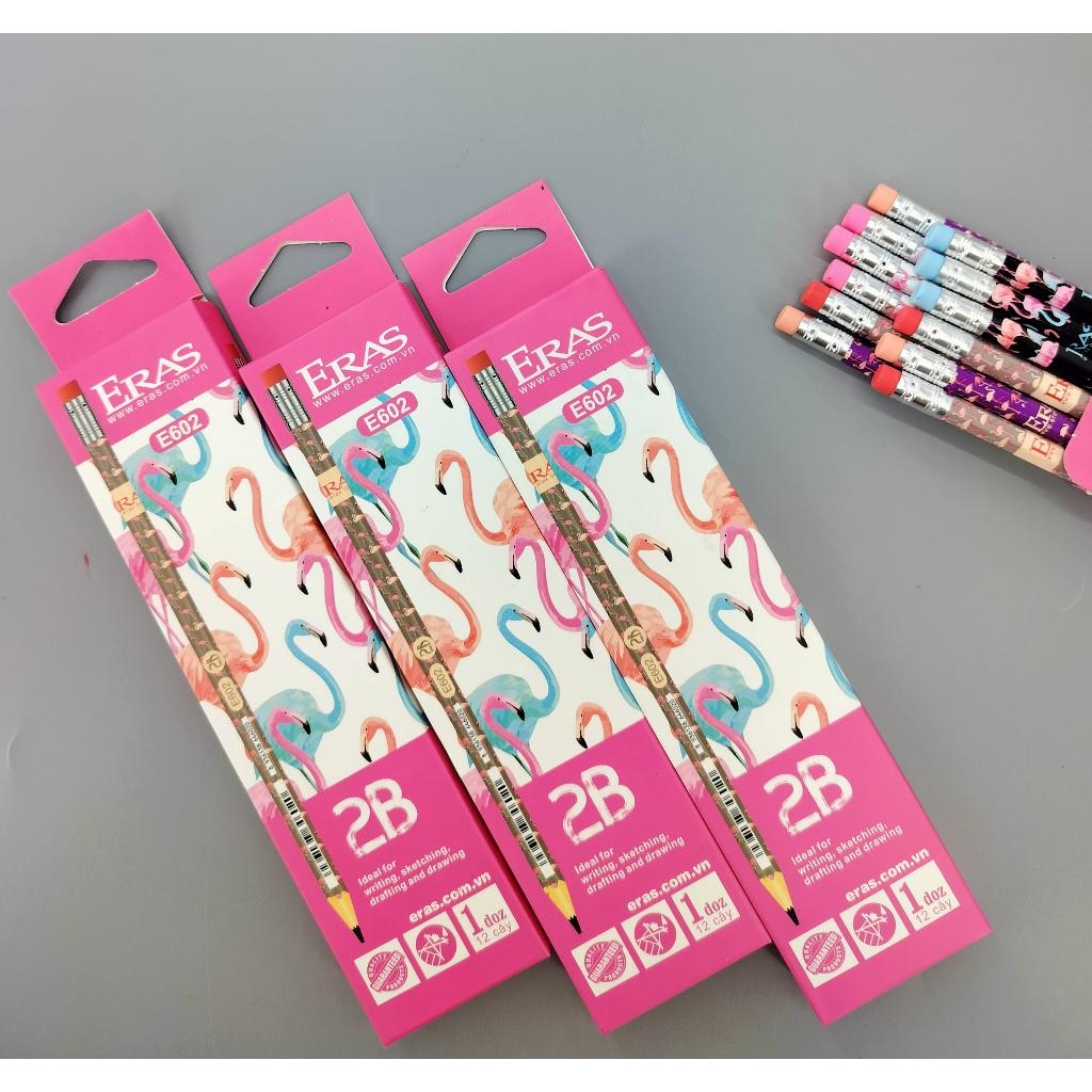 COMBO 12 CHÌ GỖ 2B CÓ TẨY E602