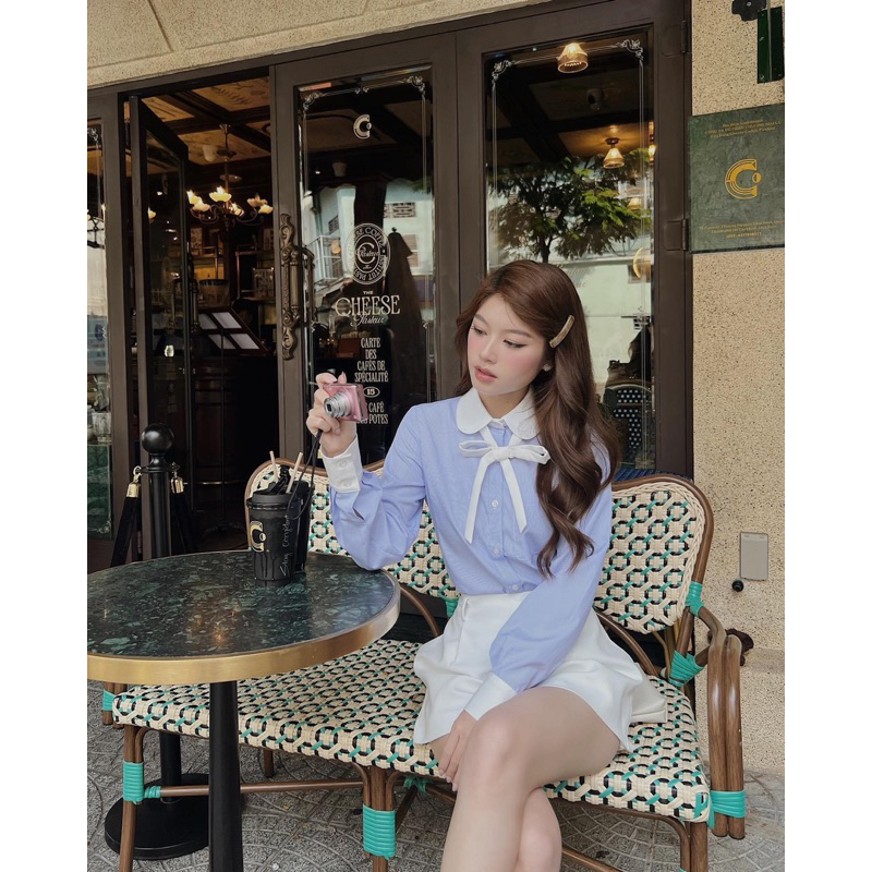 Áo sơ mi kiểu phối nhà LEYLA