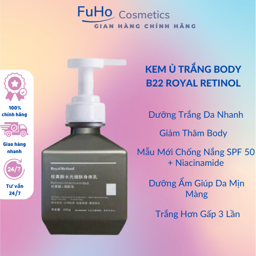 Ủ trắng body Royal Retinol B22 The Matrix kích trắng da cấp tốc mềm mịn mờ thâm ngừa lão hóa 200g Fuho cosmetics